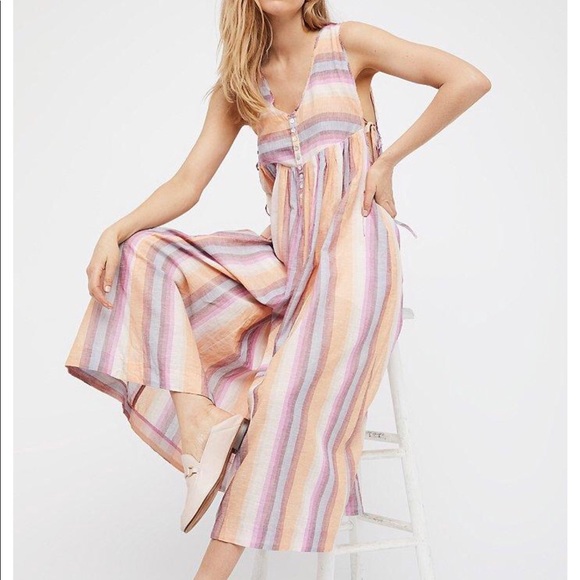 free people striped jumpsuit